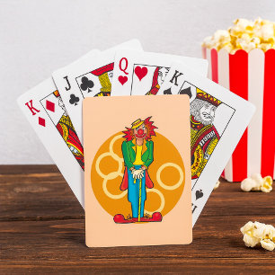 Sierlijke Cartoon Clown met Fel Kleuren Pokerkaarten