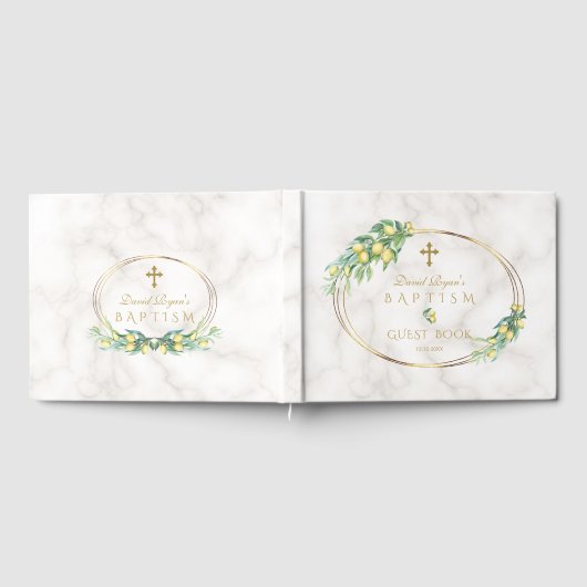 Sierlijke citroen vruchten marmer gouden kruis jon gastenboek (Volledig)