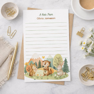 Sierlijke Cute Bosdieren Gepersonaliseerde Kindere Briefpapier