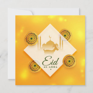 Sierlijke Eid ul Adha Mubarak Geit Moskee Geel Feestdagenkaart
