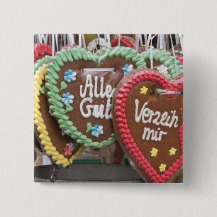 Sierlijke gemberkoekjes vierkante button 5,1 cm