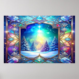 Sierlijke Glas-in-Lood Patroon Poster