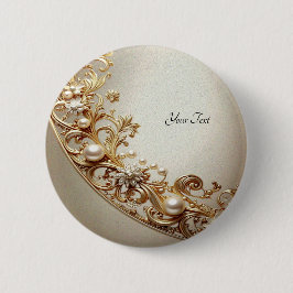 Sierlijke Gouden Bloem Knop Ronde Button 5,7 Cm