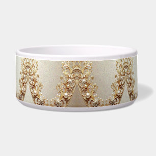 Sierlijke Gouden Bloem Pet Bowl Voerbakje