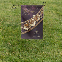 Sierlijke gouden bloementuin vlag