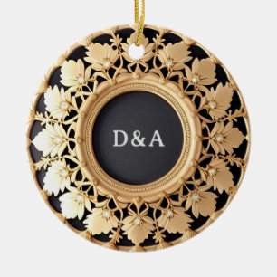 Sierlijke Gouden Cirkelvormige Decoratieve Lijst Keramisch Ornament