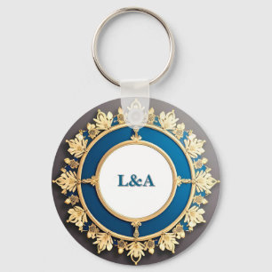 Sierlijke Gouden Cirkelvormige Decoratieve Lijst Sleutelhanger
