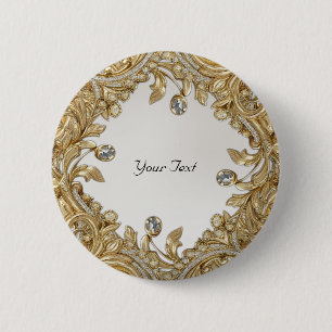 Sierlijke gouden knoop ronde button 5,7 cm