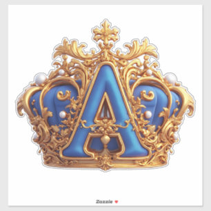 Sierlijke gouden letter A met kroonlijstontwerp Sticker