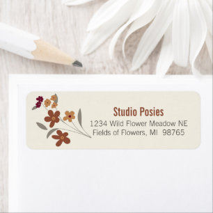sierlijke gouden maroon bloemen etiket