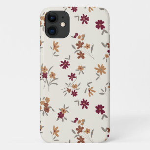 Sierlijke gouden maroon bloemenpatroon iPhone 11 hoesje