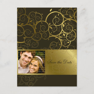 Sierlijke gouden spiraal wijnstok Save the Date Br Aankondigingskaart