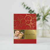 Sierlijke gouden spiraal wijnstok Save the Date Br Aankondigingskaart (Staand voorkant)