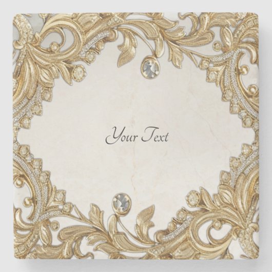 Sierlijke gouden stenen onderzetter (Voorkant)