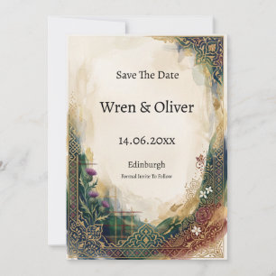 Sierlijke Gouden Teal Schotse Distel Save The Date