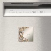Sierlijke gouden witte bloemensiermagneet magneet (Insitu (Vaatwasser))