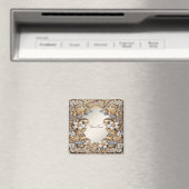 Sierlijke gouden witte bloemensiermagneet magneet (Insitu (Vaatwasser))