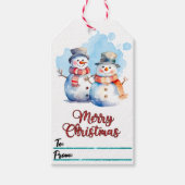 Sierlijke handgemaakte kerstlabels met sneeuwmanne cadeaulabel (Voorkant)