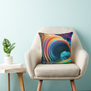 Sierlijke heldere regenboog waterval kussen
