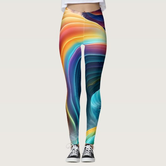 Sierlijke heldere regenboog waterval leggings (Voorkant)