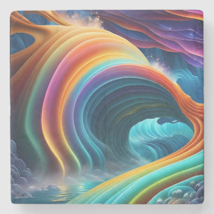 Sierlijke heldere regenboog waterval stenen onderzetter