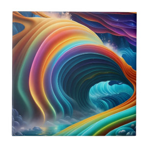 Sierlijke heldere regenboog waterval tegeltje