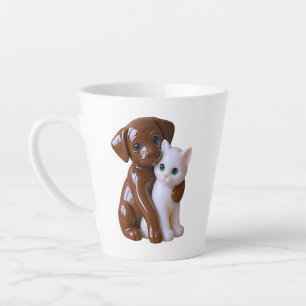 Sierlijke Hondenkatillustratie Latte Mok