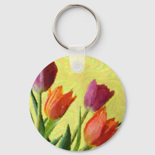 Sierlijke Impressionistische Tulpen Sleutelhanger