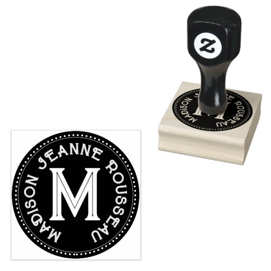 Sierlijke initiële naammonogram 	rubberstempel (Gestempeld)