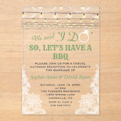 Sierlijke kant slingerlichten na I Do BBQ Acryl Uitnodigingen (Voorkant)