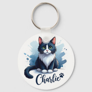 Sierlijke Katten Kunst Sleutelhanger – Cadeau voor