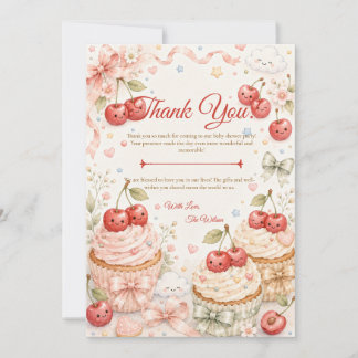 Sierlijke Kersen Baby Shower Bedankkaart