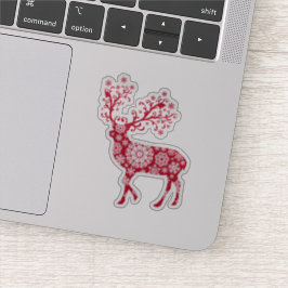 Sierlijke kerst rendieren met sneeuwvlokken sticker