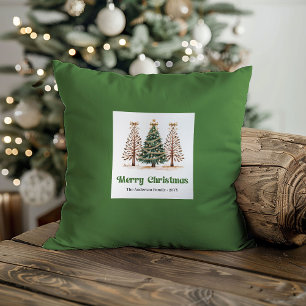 Sierlijke Kerstbomen Aardetinten Op Maat Kussen