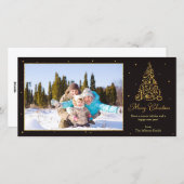 Sierlijke kerstboom glans feestdagenkaart (Voorkant / Achterkant)