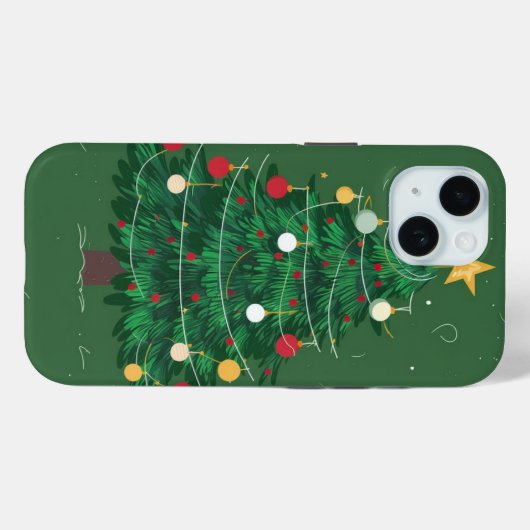 Sierlijke Kerstboom Groene Achtergrond Case-Mate iPhone Case (Achterkant (horizontaal))