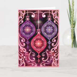 Sierlijke Kerstmis - Roze Kerstkaart Kaart