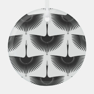 sierlijke kraan: oosterse vogel patroon glas ornament