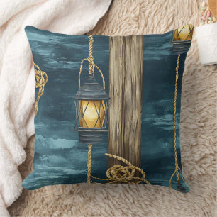 Sierlijke Lantaarn Touw Kust Blauw Patroon (2) Kussen