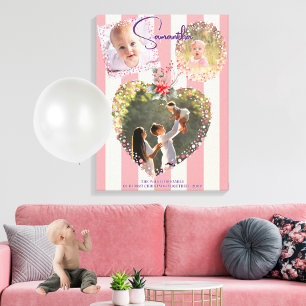 Sierlijke Lijsten 3 Foto Roze 1e Kerst Misstap Canvas Afdruk