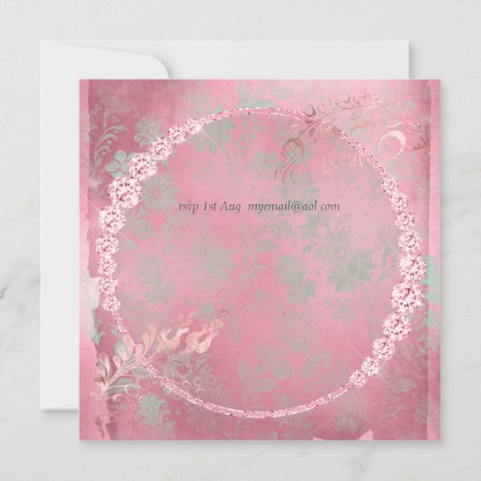 Sierlijke Mintgroene Roze Gouden KOLIBRIE Verlovin Kaart (Achterkant)