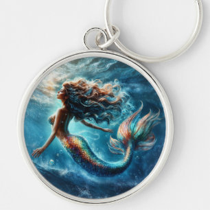 Sierlijke mythische zee dweller zeemeermin scene sleutelhanger