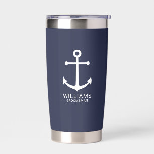 Sierlijke Navy Blauwe Anker Gepersonaliseerde Brui Geïsoleerde Drinkbeker