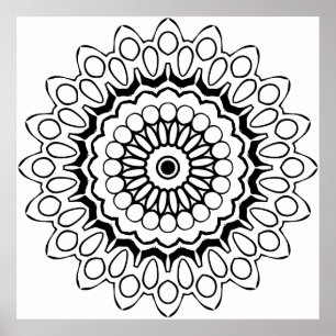 Sierlijke ovale mandala kleurplaat gedetailleerde poster
