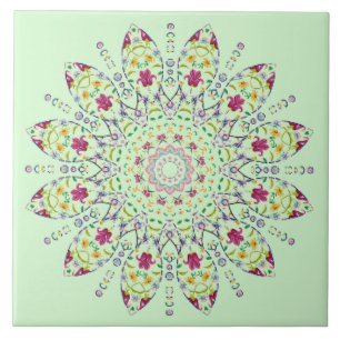 Sierlijke Paarse Gele Mandala Tegeltje