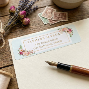 sierlijke pastel Waterverf bloemdecoratie Etiket