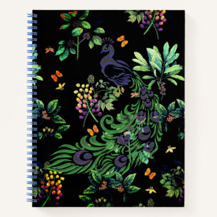 Sierlijke Pauw en Vintage Bloemen Notitieboek