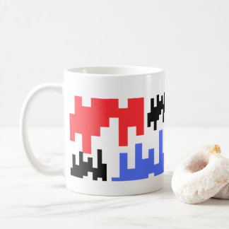 Sierlijke pixel-rode en blauwe mok. koffiemok