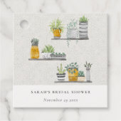 Sierlijke Potted Bladerige Botanische Bruidsdouche Bedankjes Labels (Voorkant)