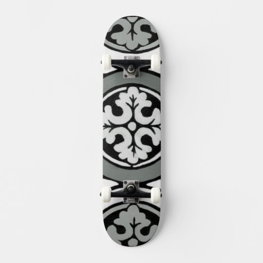 Sierlijke Renaissance Rozet Tegelontwerp Skateboard (Voorkant)